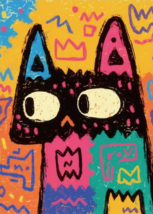 Oil Pastel Style Cat