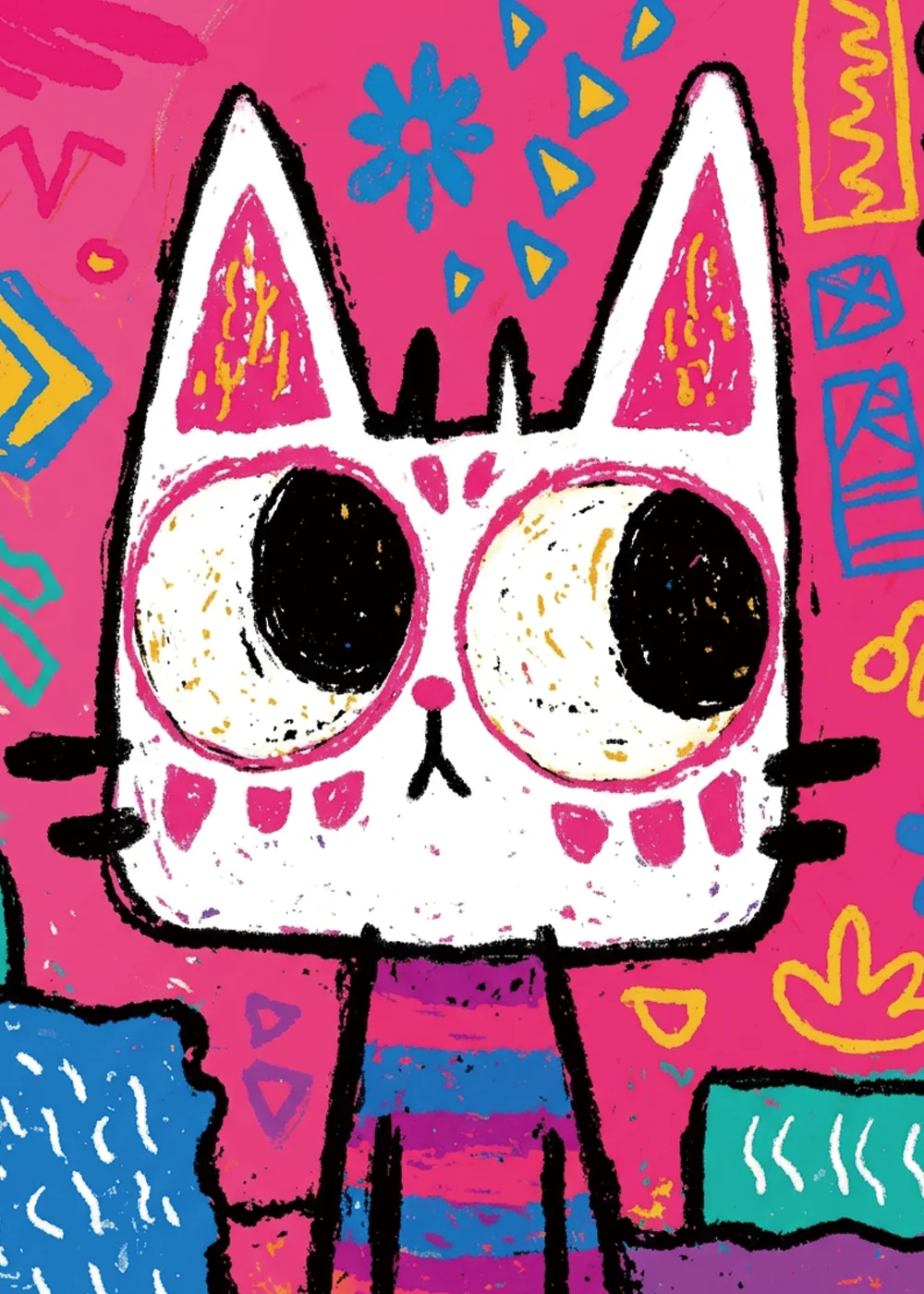 Oil Pastel Style Cat