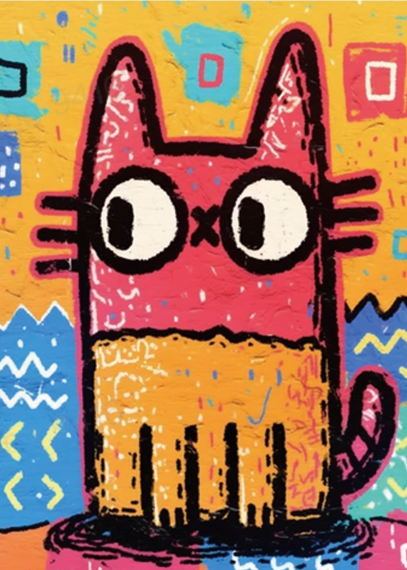 Oil Pastel Style Cat