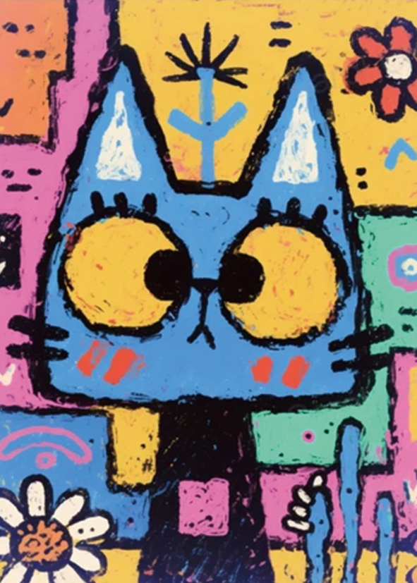 Oil Pastel Style Cat
